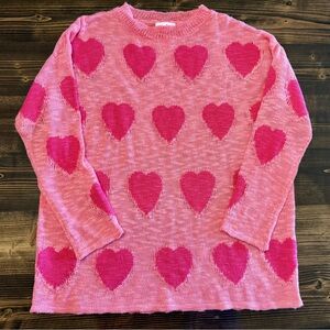 Pink‎ Lily Lightweight Knit Hearts Valentine Sweater